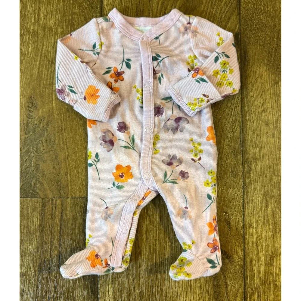 Carter's Baby Girl Preemie Outfit Floral 1 Piece Footie Sleeper Clothes Colorful